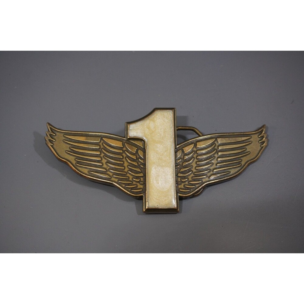 Vintage Brass Style Number 1 Pilot Wings Belt Buckle Aviation Biker Novelty